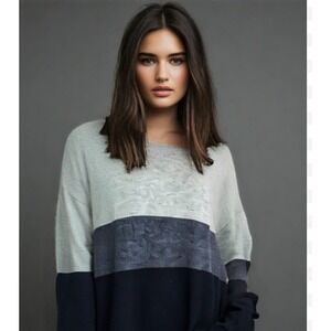 Smartwool Womens Sweater Size X-Large Long Sleeve Stripe Grey Long Sleeve VGUC